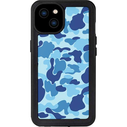 Light Blue Street Camo iPhone 15 Plus Waterproof Case